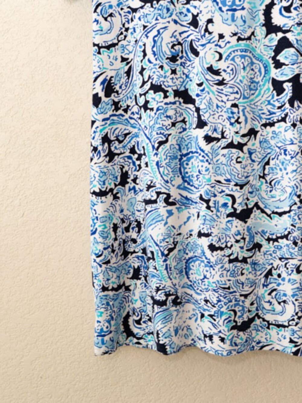 Cynthia Rowley Blue Paisley Print Dress Womens M Shift Back Zip Stretch Career - Picture 13 of 15